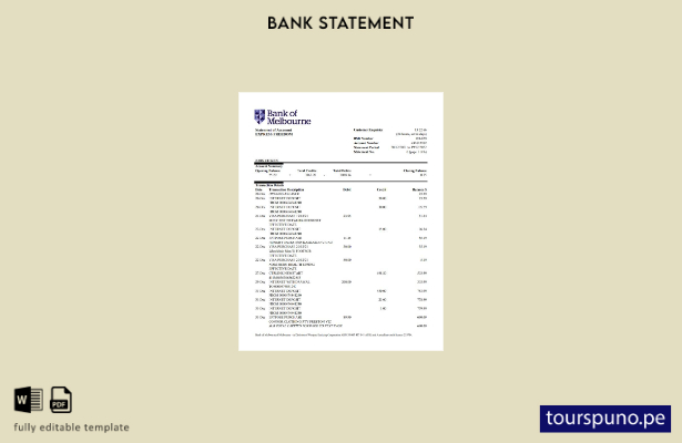 listo para imprimir plantilla de estado de cuenta bancaria del Banco de Australi